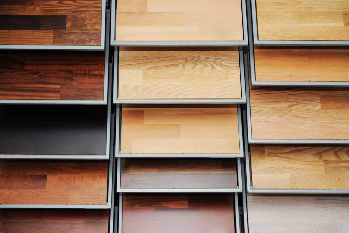 Wood Flooring Samples Displayed Vertically